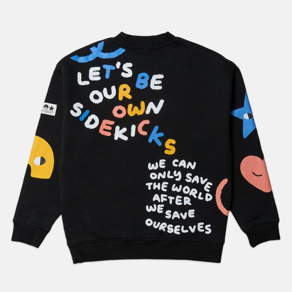 SIDEKICK: Black fleece-lined crewneck sweater - Picture 2 of 4